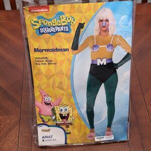 Spirit Halloween Costume Adult Small Yellow Mermaidman SpongeBob Cosplay New